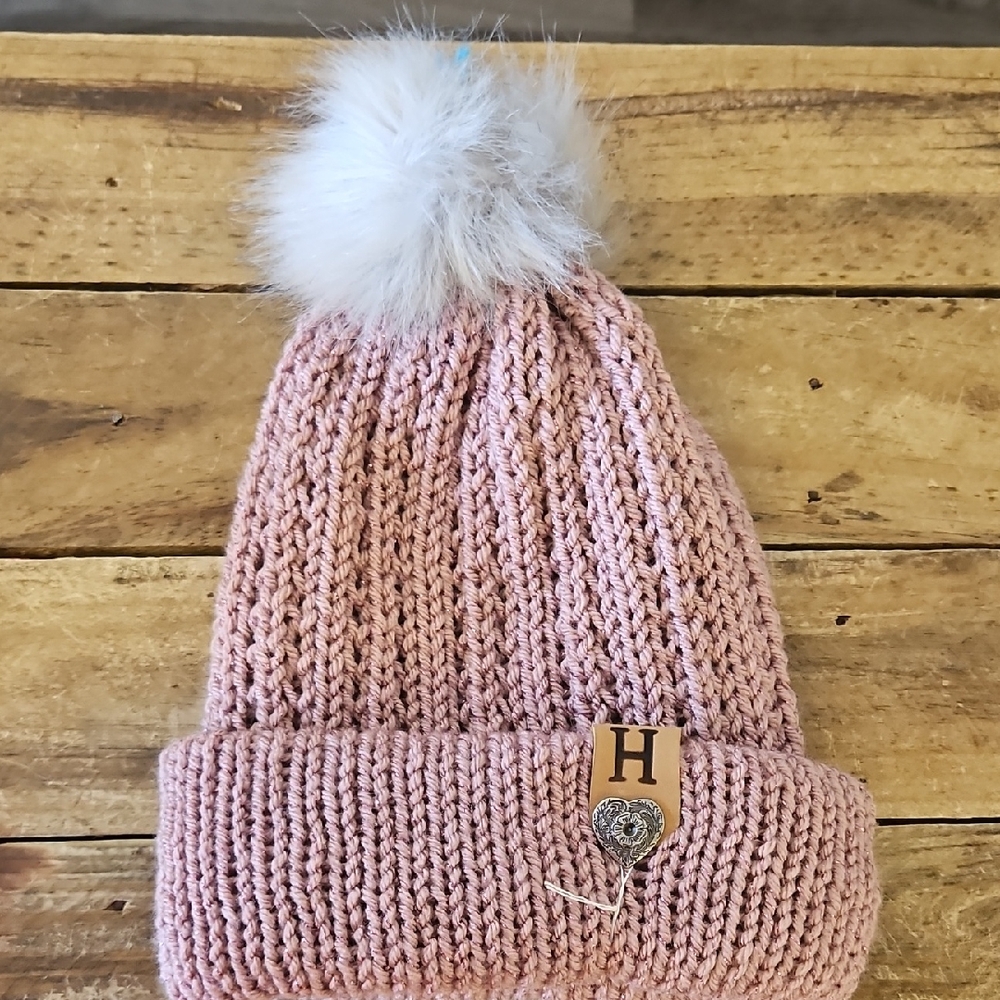 Pink Knitted Beanie with Pom Pom